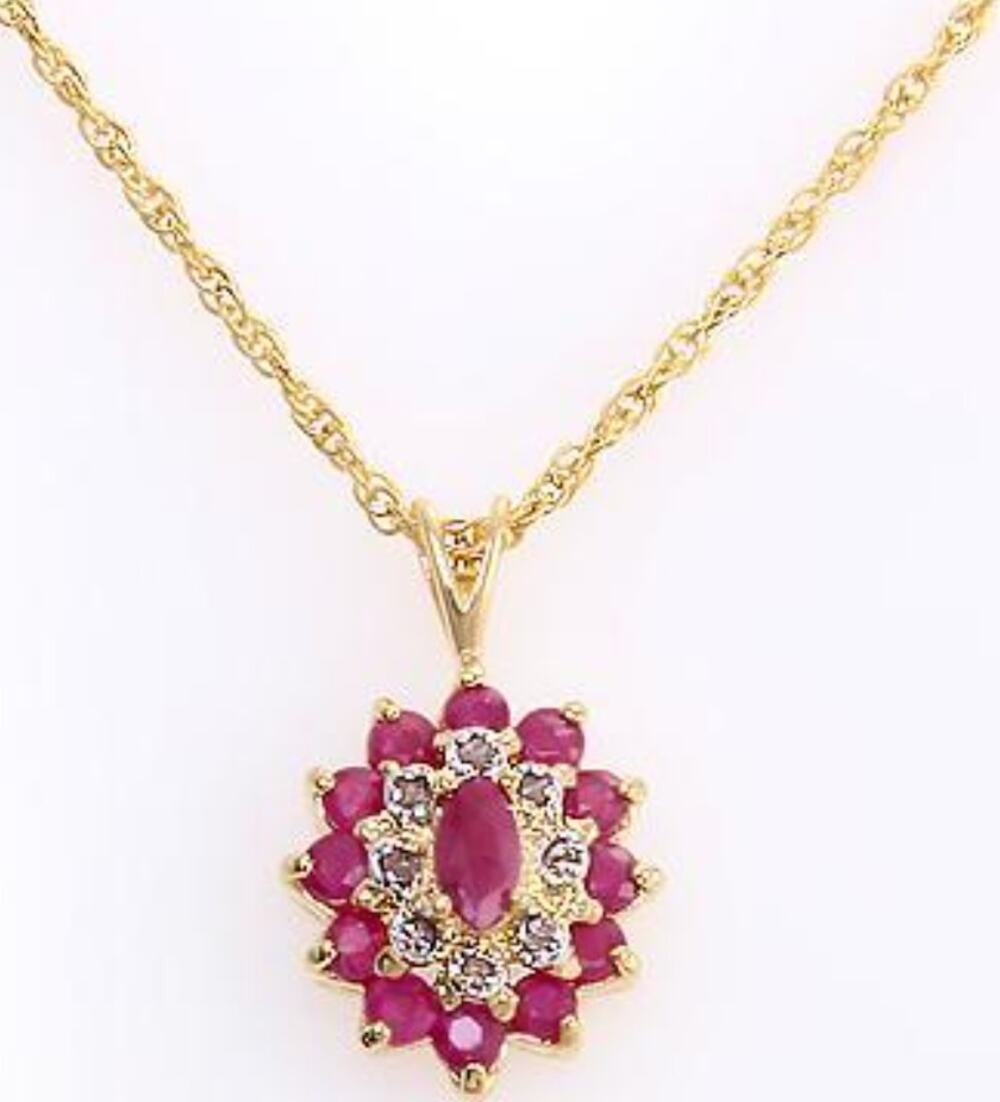 1.36 CTW Natural Ruby and Diamond 18 KGP Designer Necklace,  MSRP $1,785!